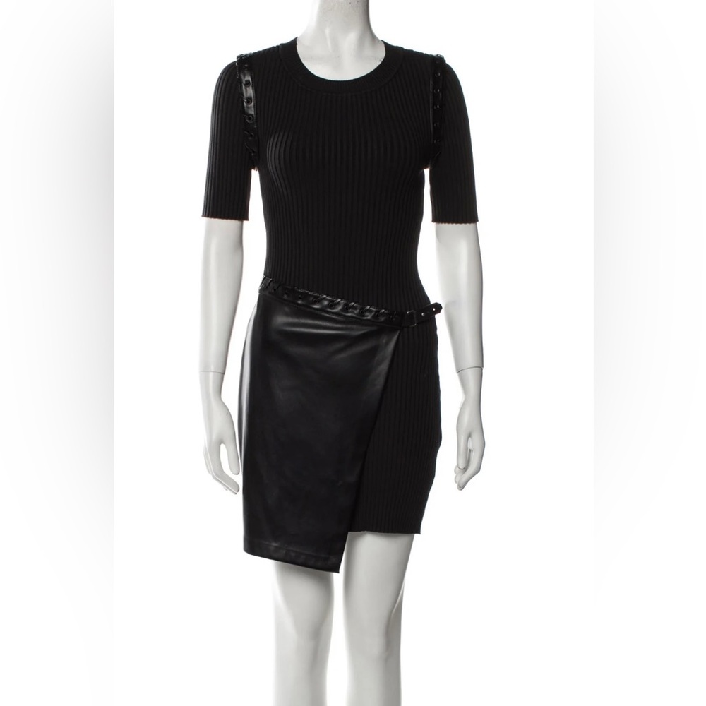 NWT Jonathan Simkhai black leather dress size S